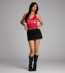 Hungover But Hot Graphic Halter Top
