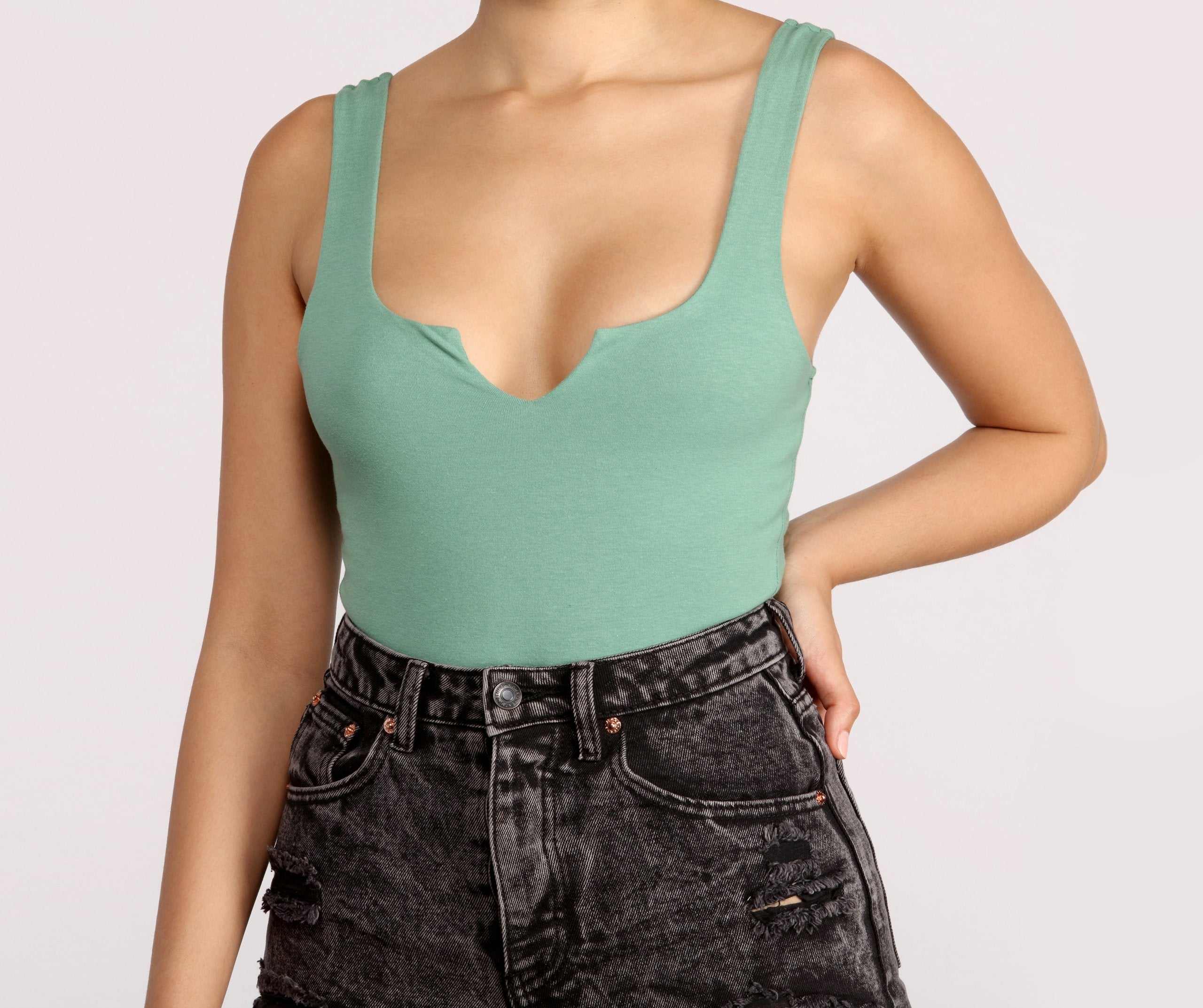 Basic Notch Front Tank Bodysuit