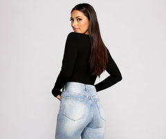 Basic Long Sleeve V-Neck Bodysuit