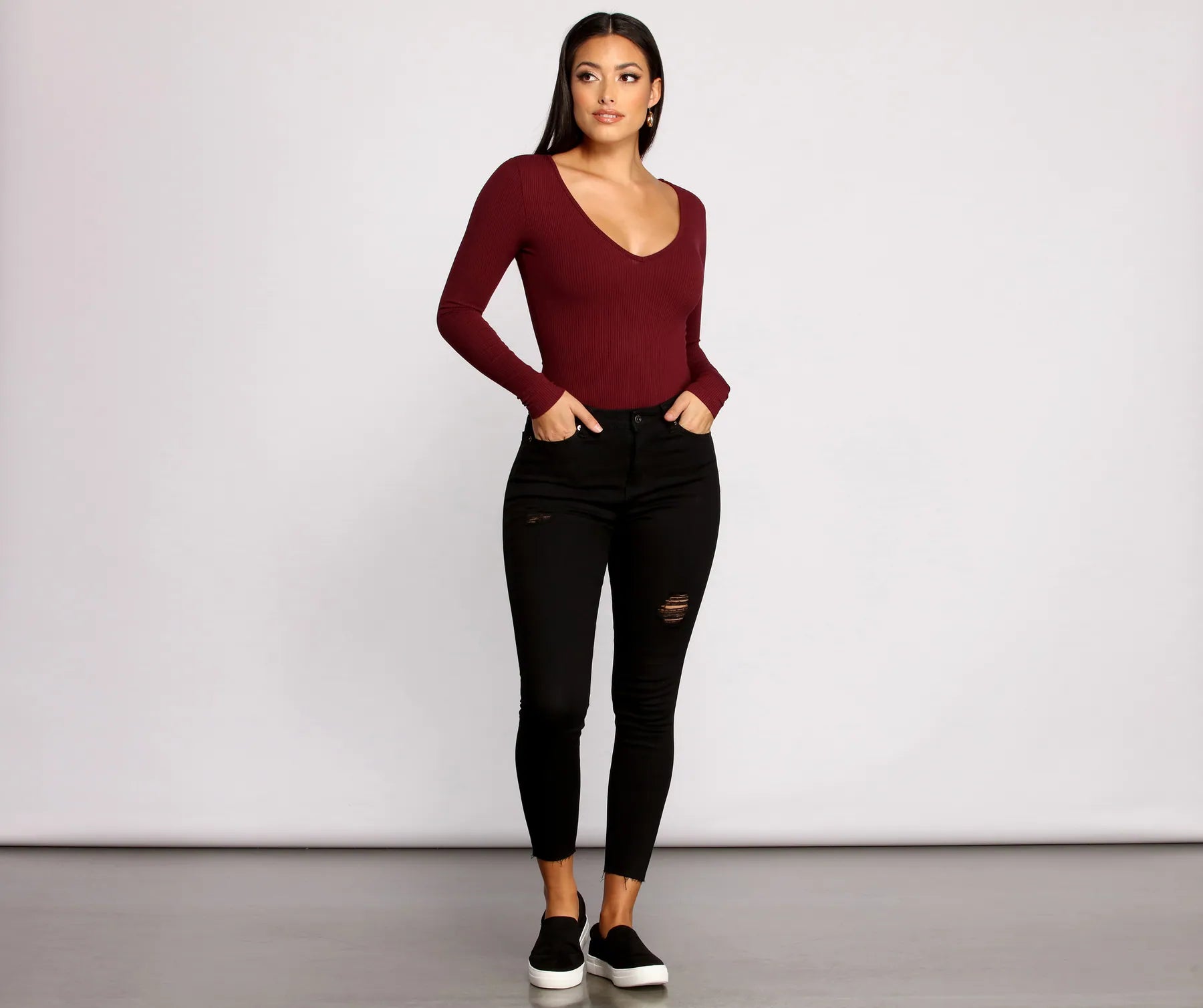 Basic Long Sleeve V-Neck Bodysuit