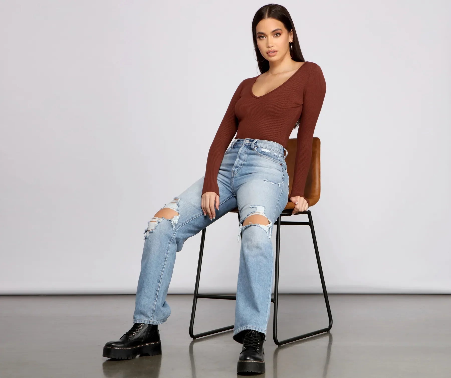 Basic Long Sleeve V-Neck Bodysuit