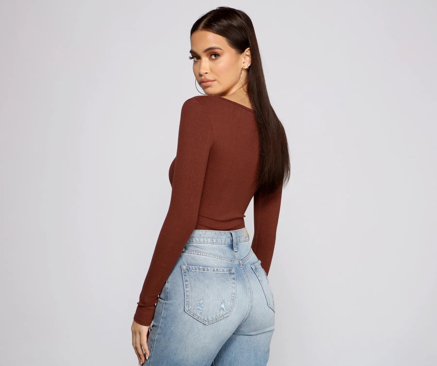 Basic Long Sleeve V-Neck Bodysuit