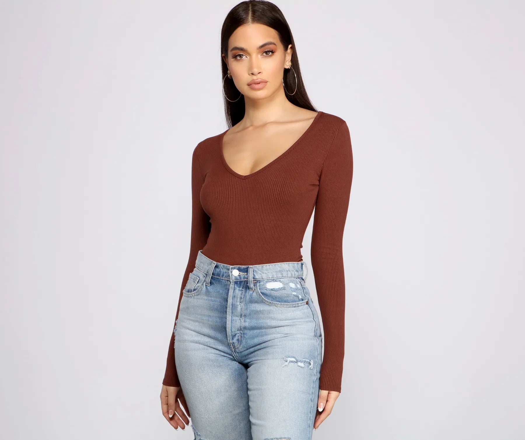 Basic Long Sleeve V-Neck Bodysuit
