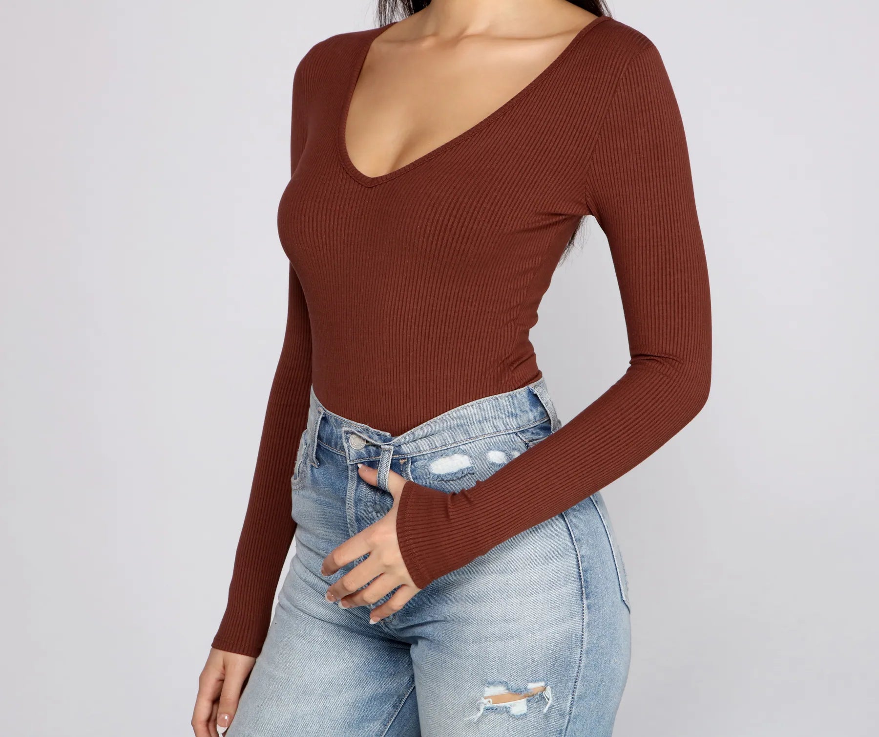 Basic Long Sleeve V-Neck Bodysuit