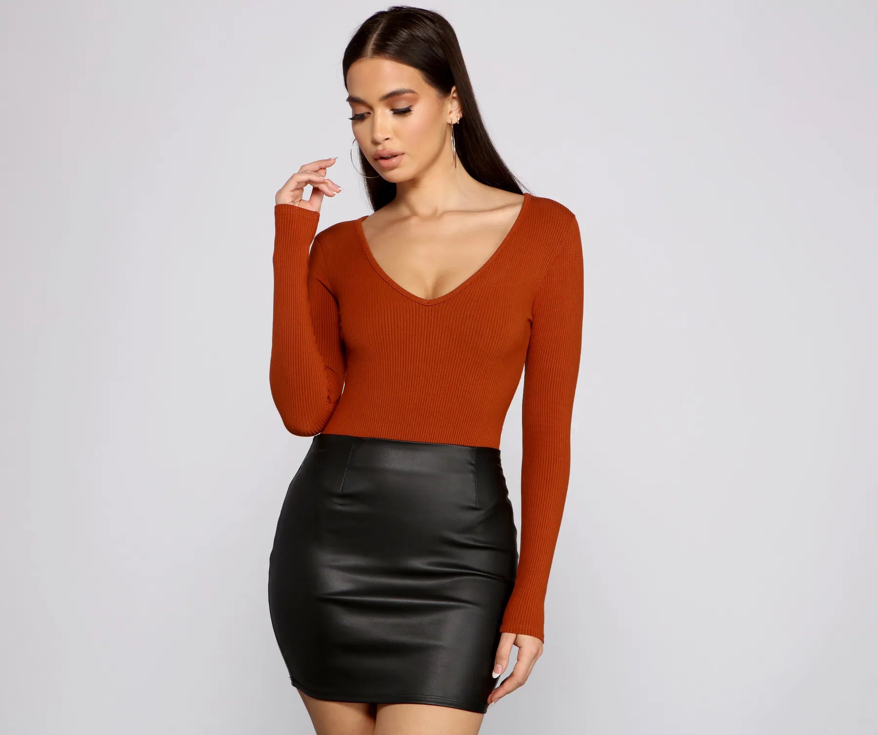 Basic Long Sleeve V-Neck Bodysuit
