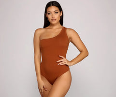 Stylish Basic One-Shoulder Bodysuit