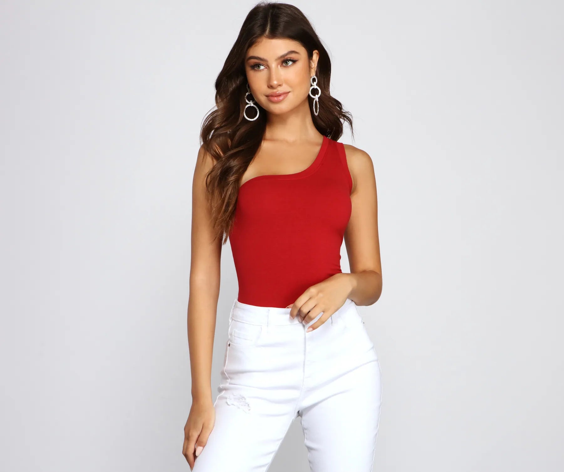 Stylish Basic One-Shoulder Bodysuit