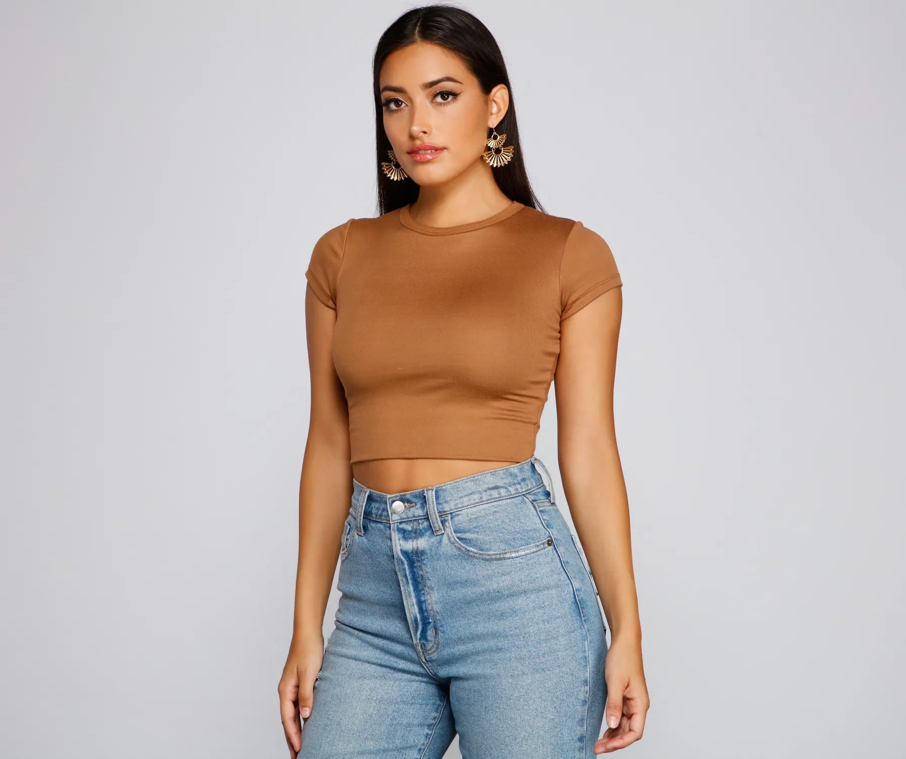 Casual Must-Have Crew Neck Crop Top