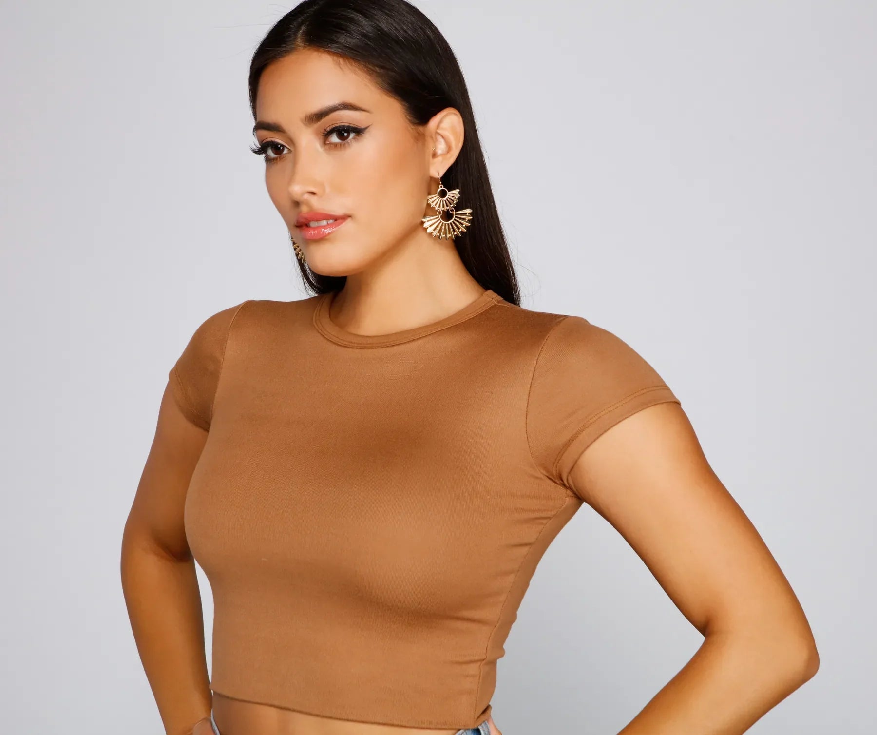 Casual Must-Have Crew Neck Crop Top