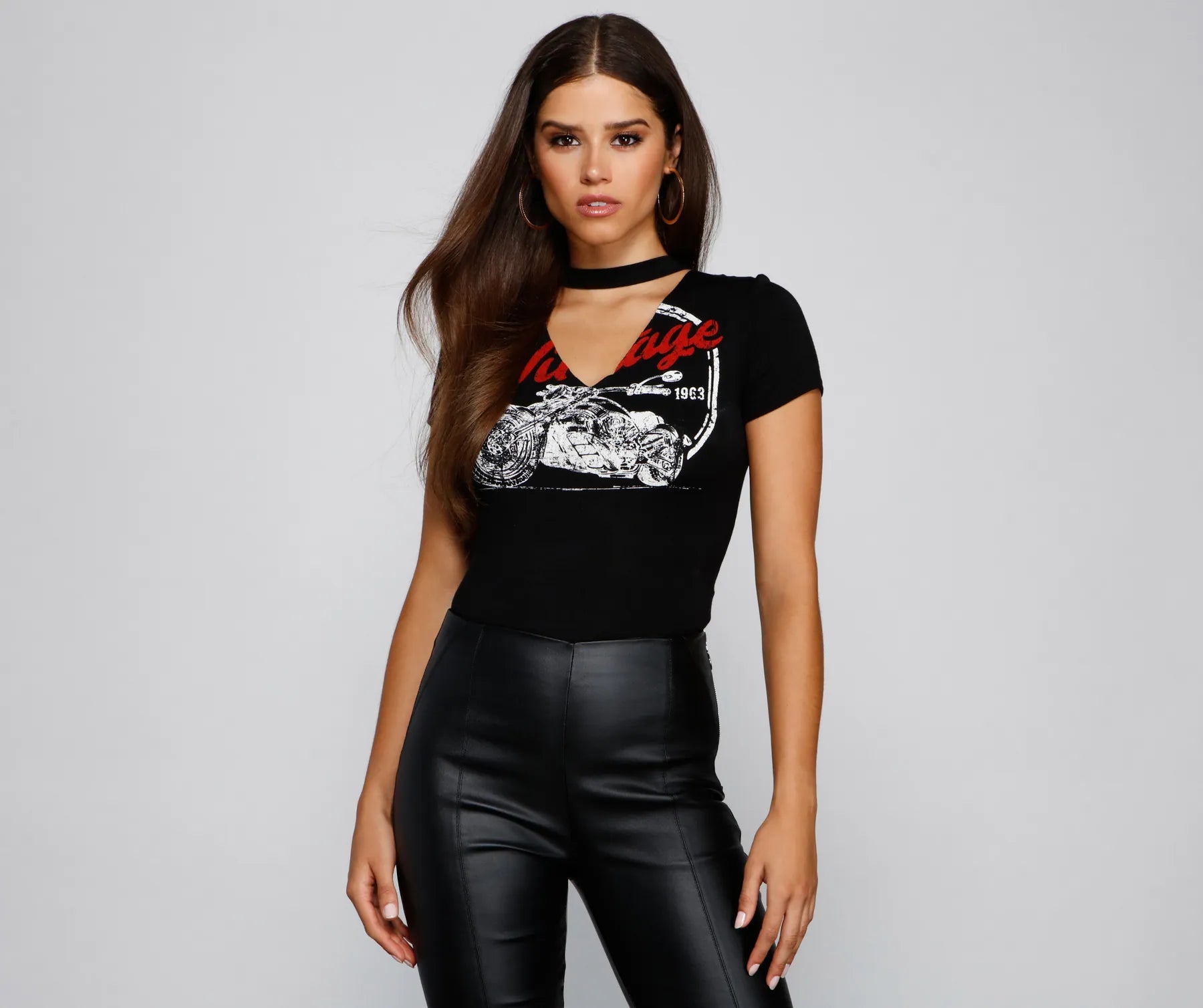 Edgy Vintage Style Cutout Graphic Tee