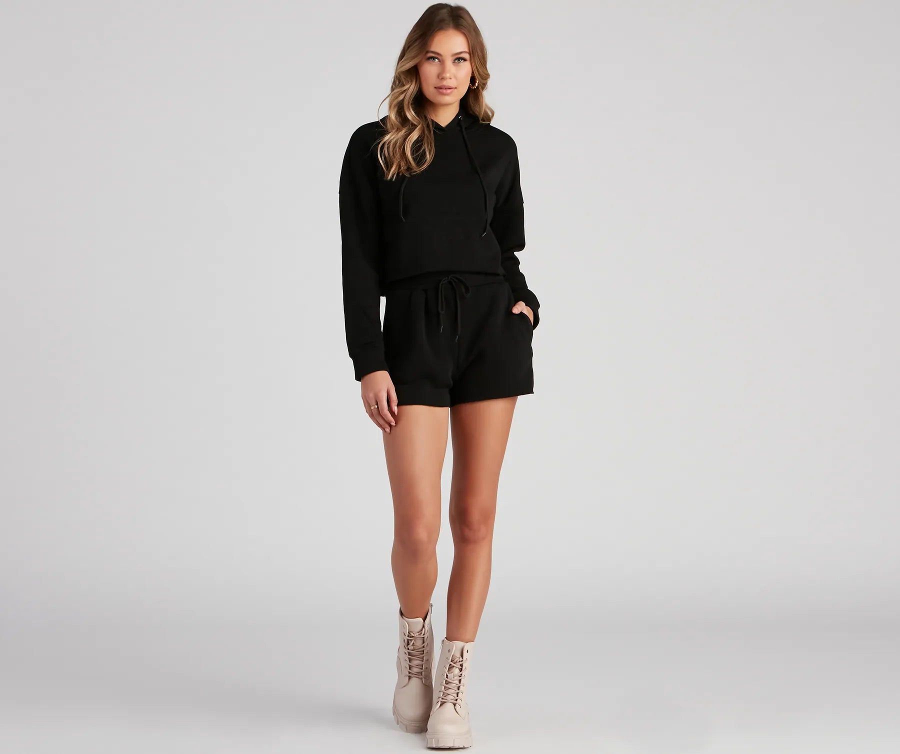 Basic Cropped Fleece Hoodie