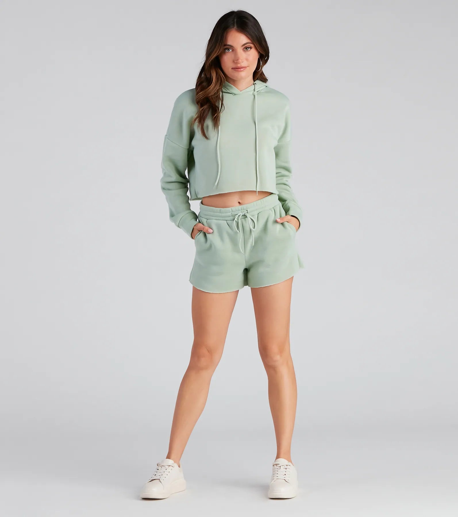 Basic Cropped Fleece Hoodie