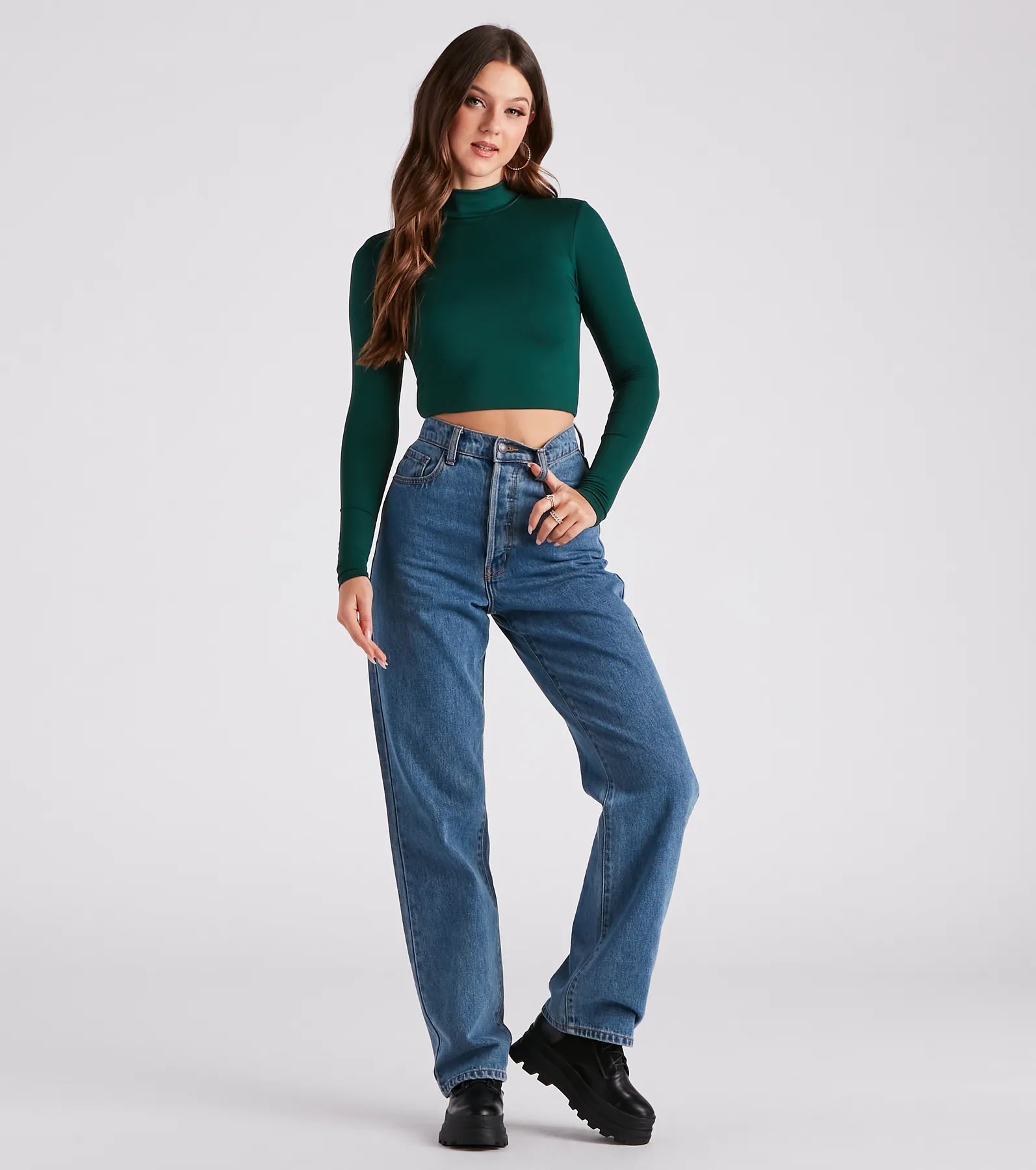 Hit The Basics Mock Neck Crop Top