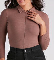 Casual Trendsetter Henley Bodysuit