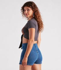 Edged Out Fringe Tie-Front Graphic Top