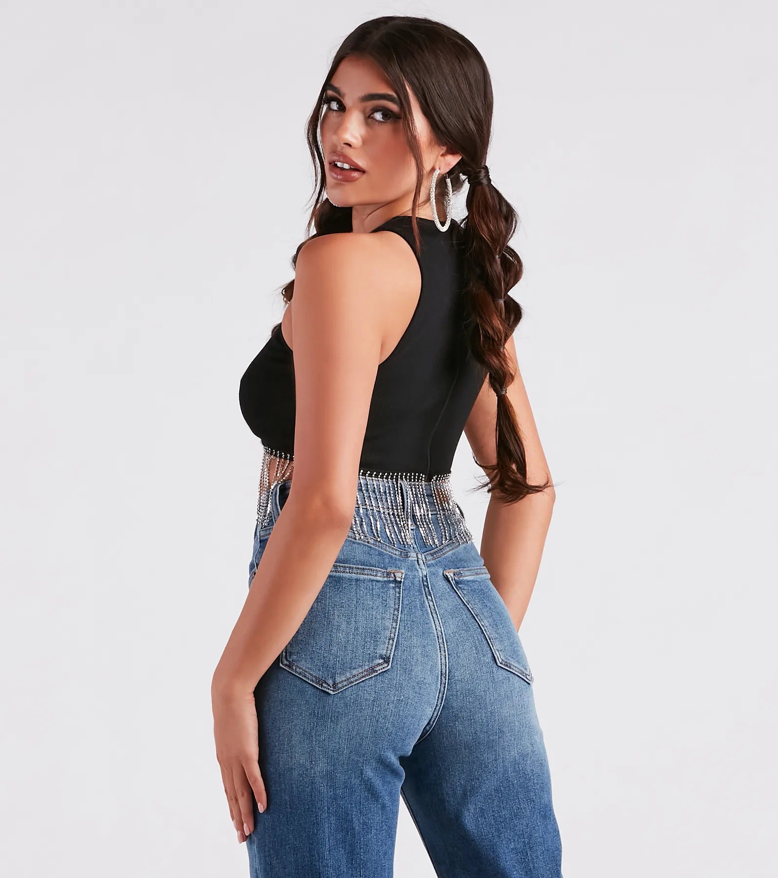 Fringe Benefits High Neck Crop Top