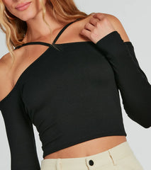 Trendy Perfection Halter Off-The-Shoulder Top