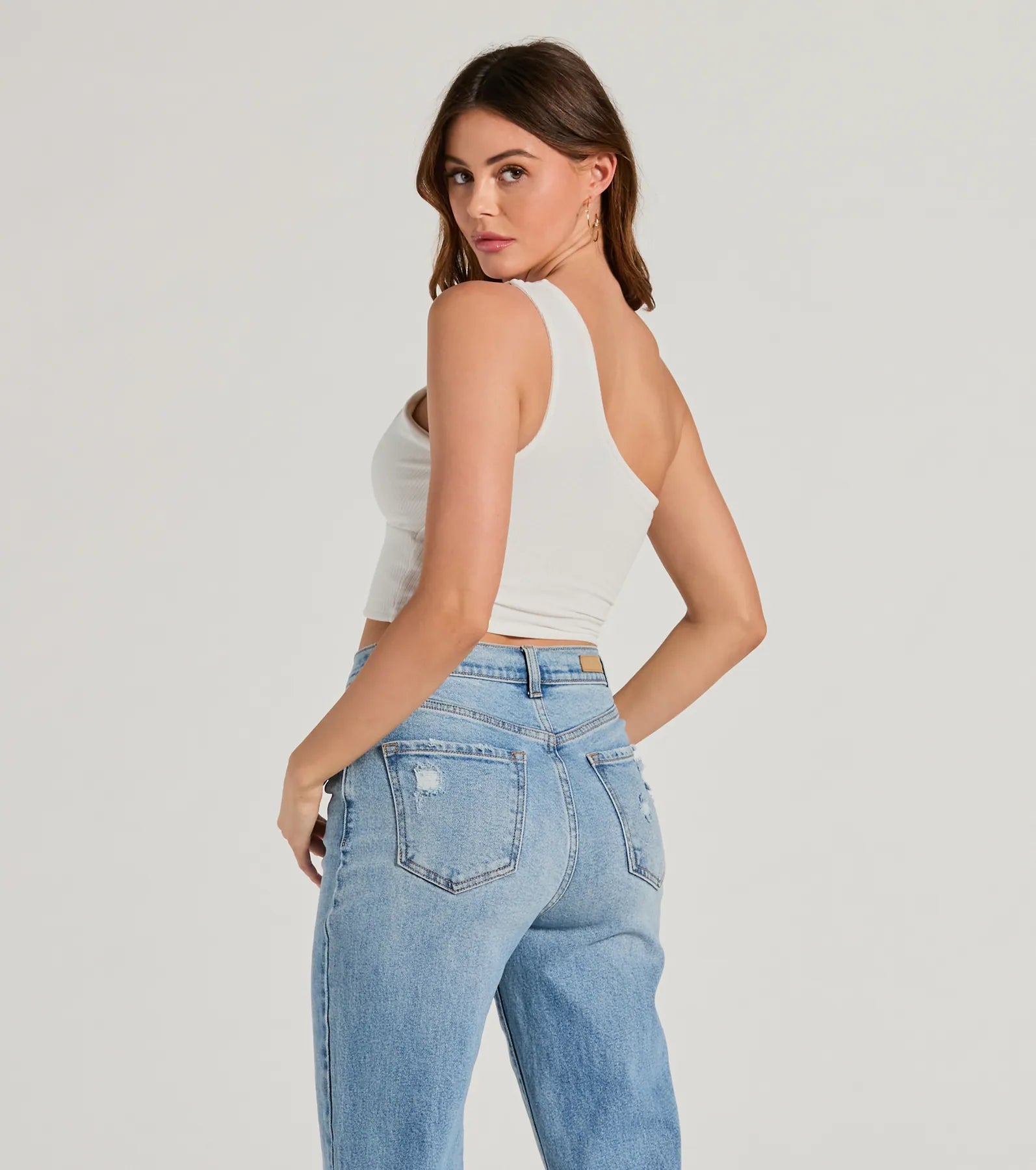 Here To Slay One-Shoulder Cutout Knit Crop Top
