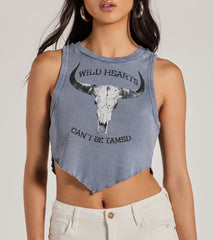 Wild Hearts Cropped Graphic Tank Top