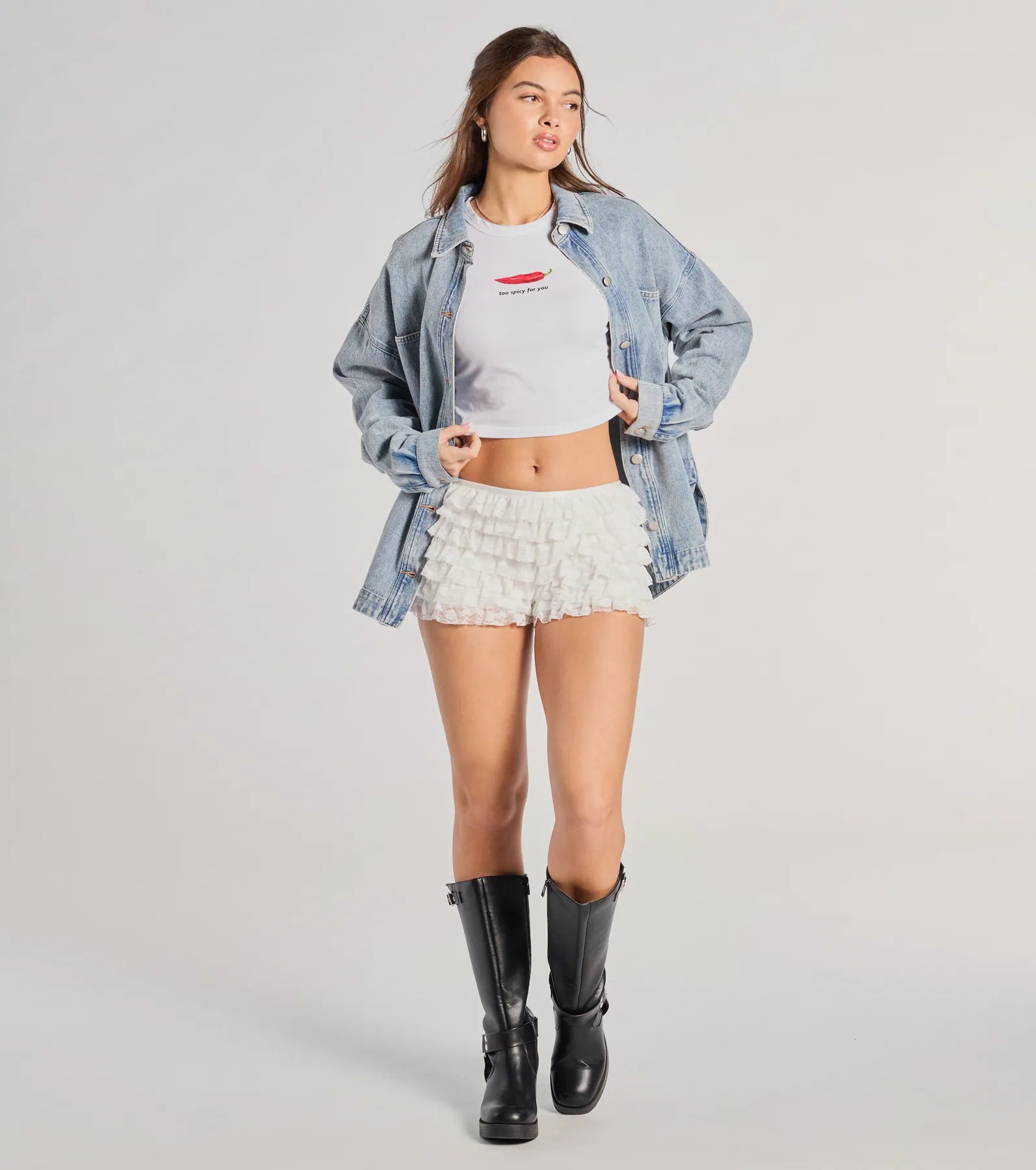 Too Spicy For You Crop Graphic Tee