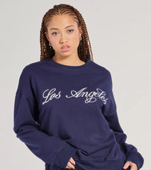 Los Angeles Embroidered Oversized Sweatshirt
