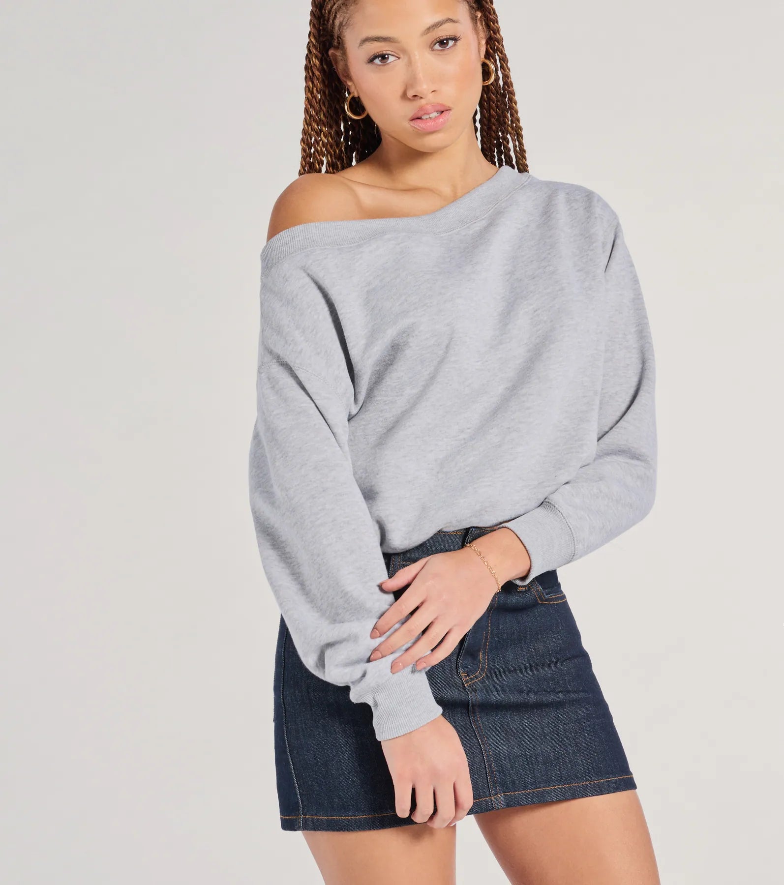 Forever A Fave Long Sleeve Bubble Hem Crop Sweatshirt
