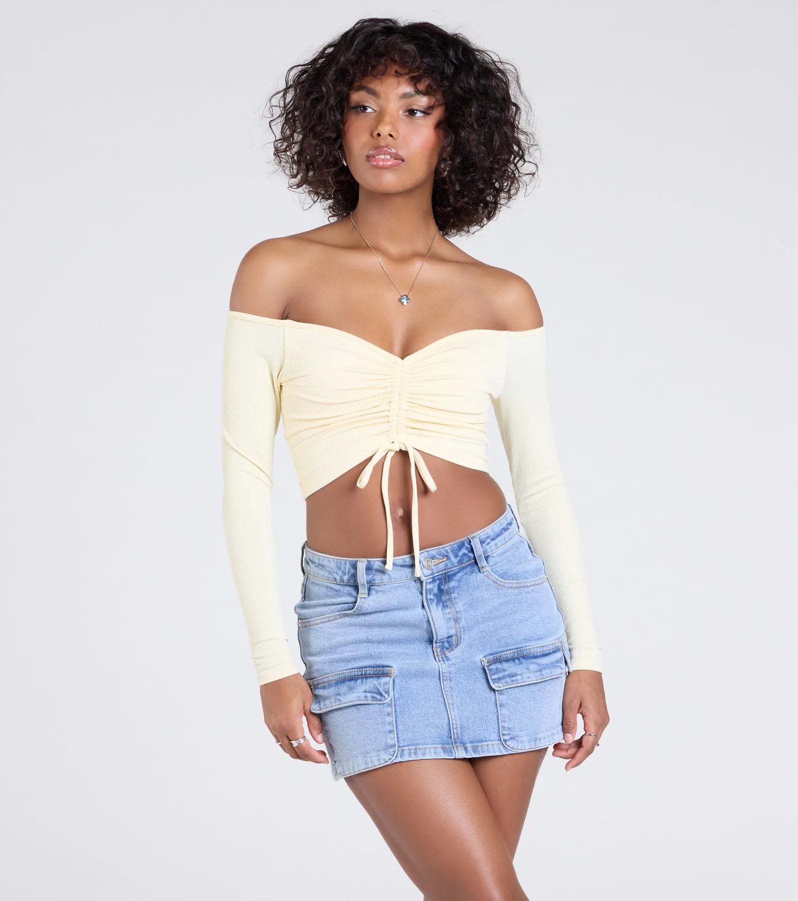 Sultry Perception Off-The-Shoulder Crop Top