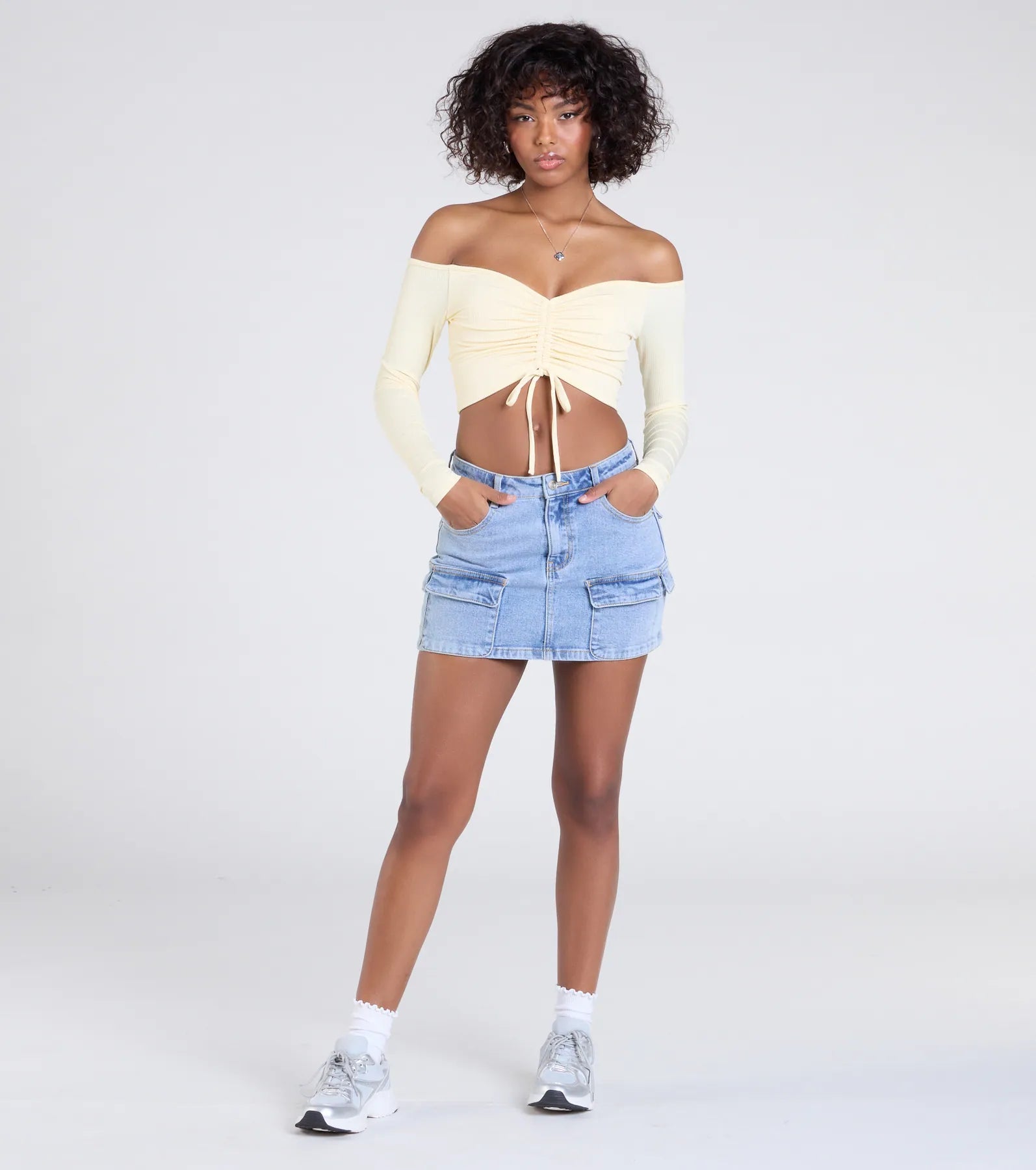 Sultry Perception Off-The-Shoulder Crop Top