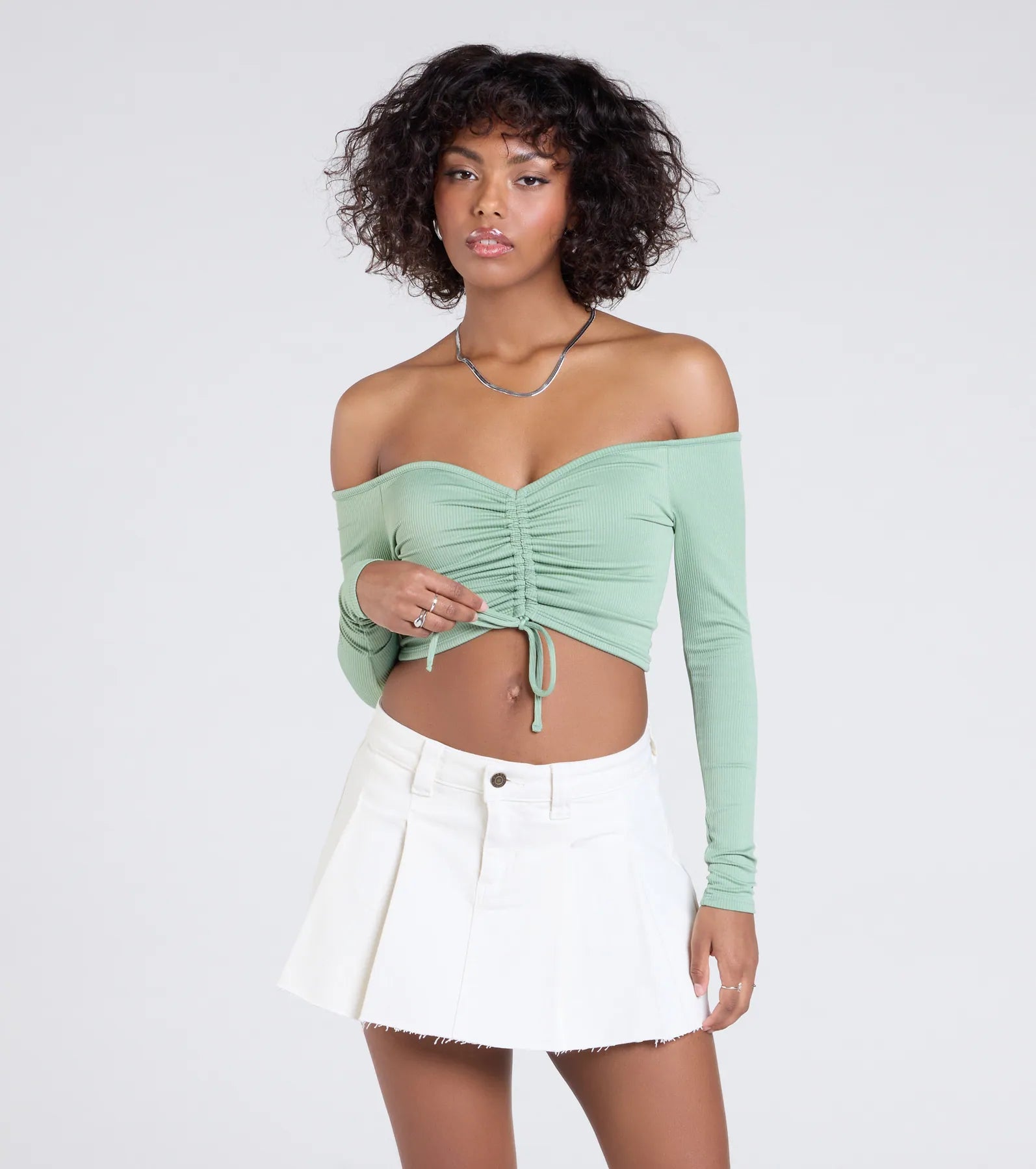 Sultry Perception Off-The-Shoulder Crop Top