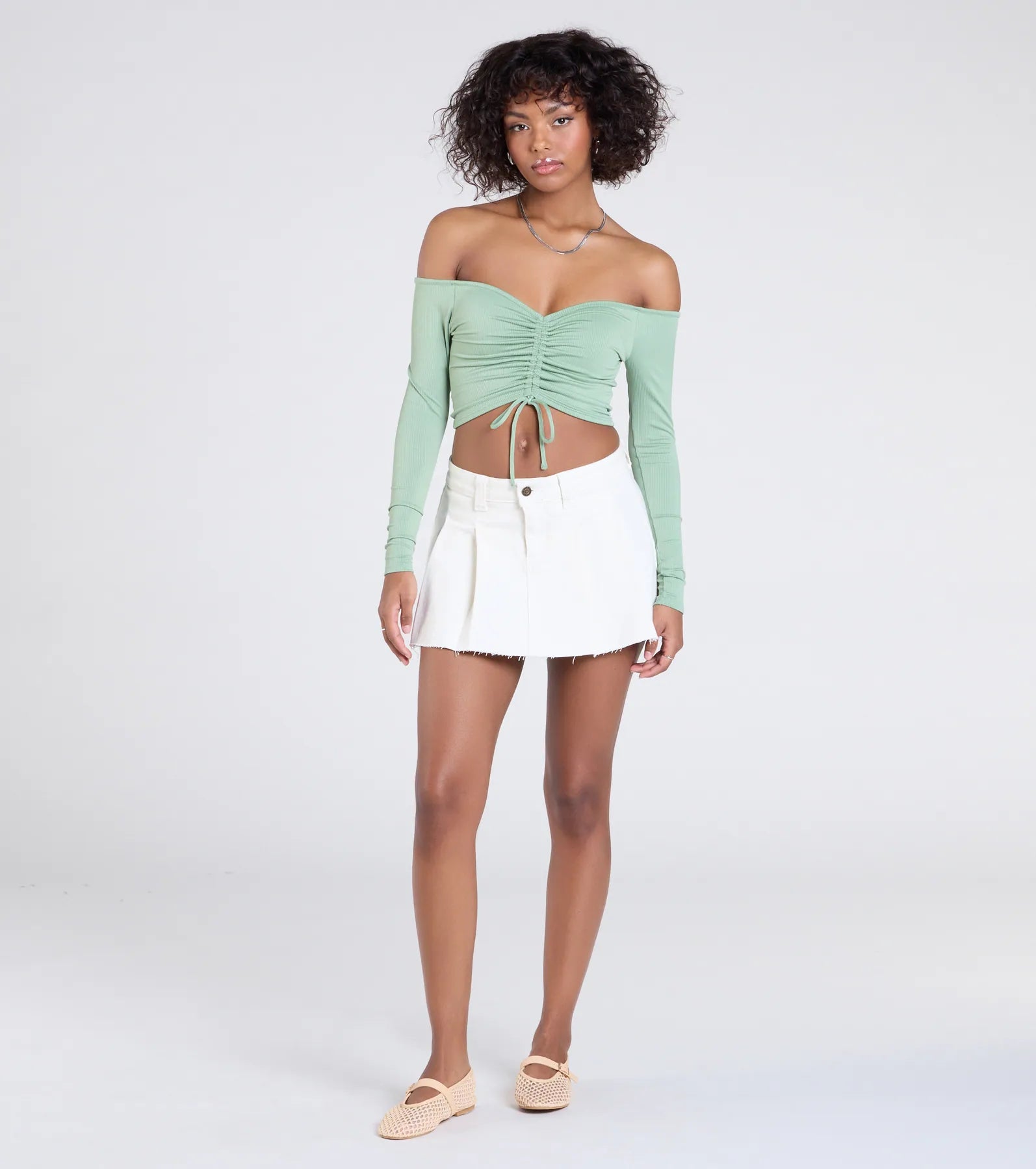 Sultry Perception Off-The-Shoulder Crop Top