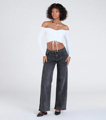 Sultry Perception Off-The-Shoulder Crop Top