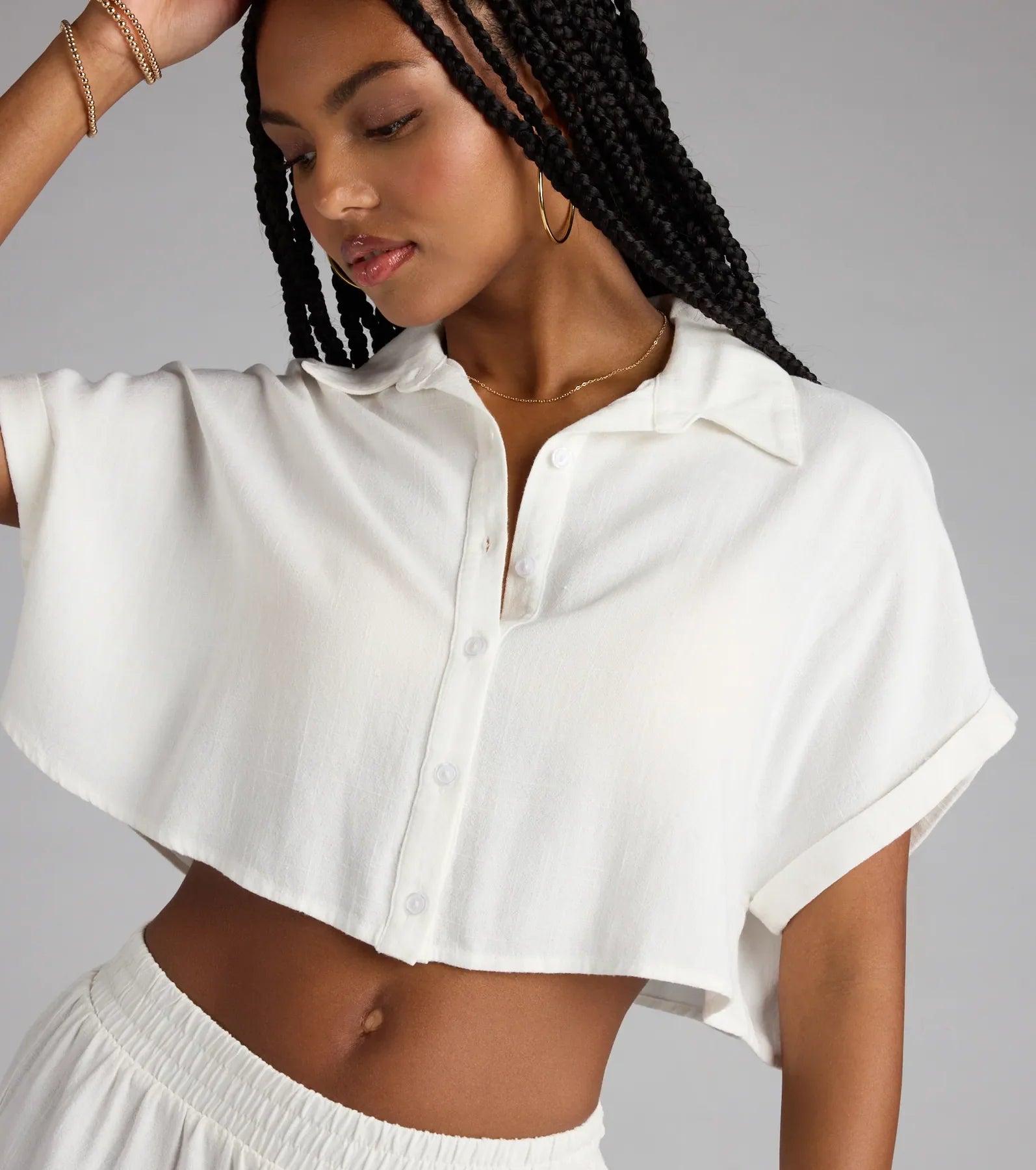 Casual Plans Button-Down Linen Top