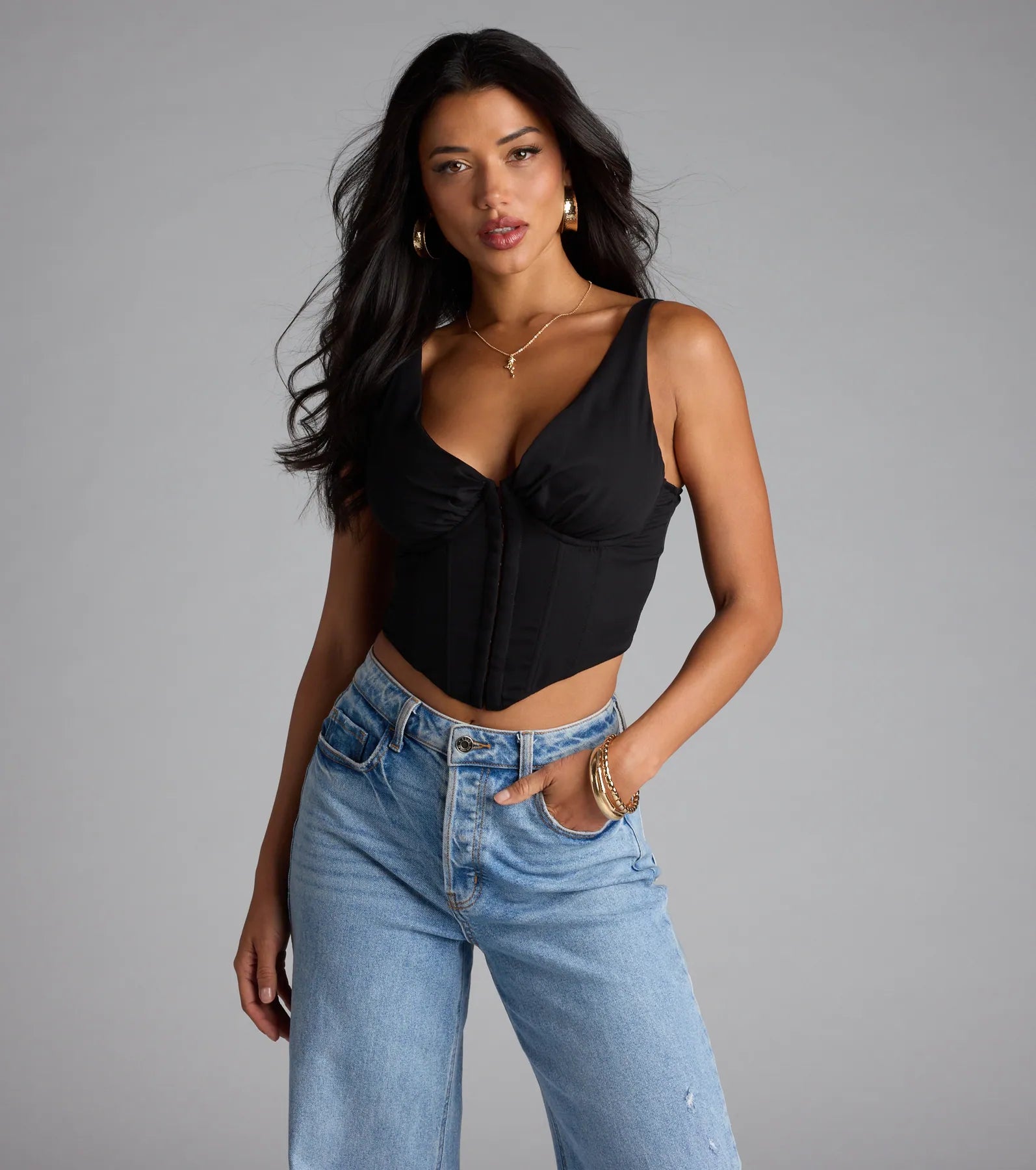 On Repeat V-Neck Corset Top