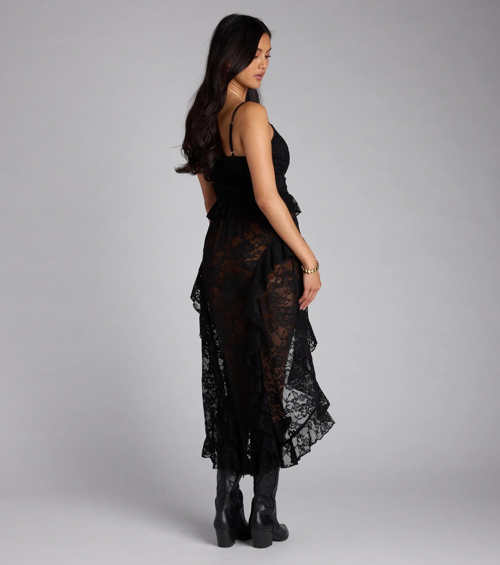 Romance Rules Lace-Up Lace Tunic Top