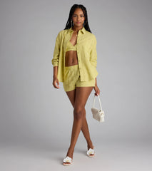 Summer Mode Button-Down Cotton Top