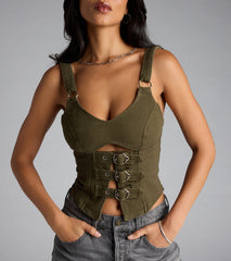 Strap In Babe Buckle Crop Top