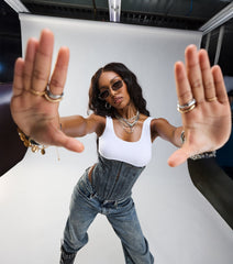 Denim Drama Lace-Up Corset Top