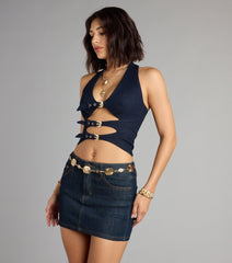 Strap Into Style Denim Halter Top