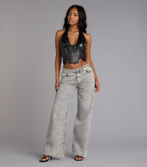 Chic Desires Faux Leather Corset Top