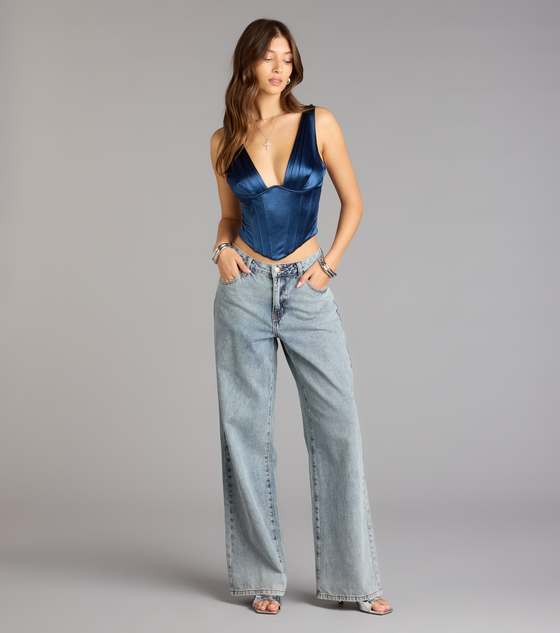 Midnight Muse Satin Corset Top