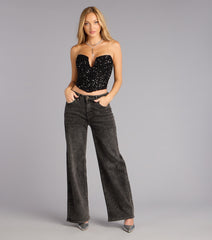 Dazzle Hour Strapless Corset Crop Top