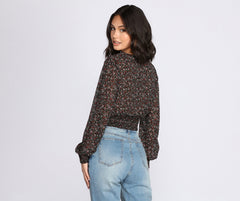 Bloom Babe Ditsy Surplice Top