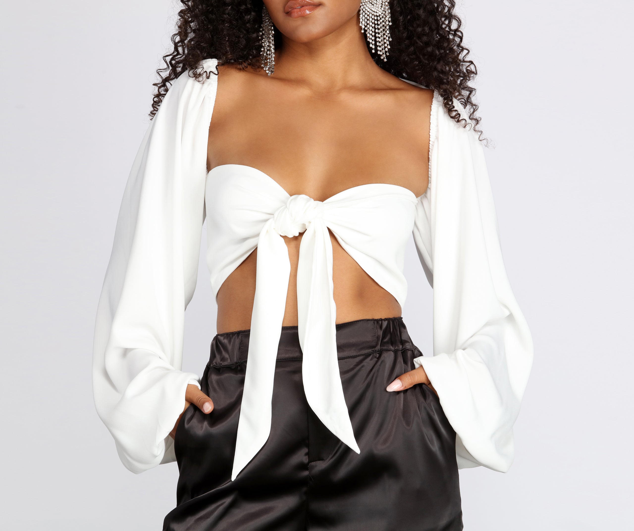 Issa Vibe Tie Front Crop Top