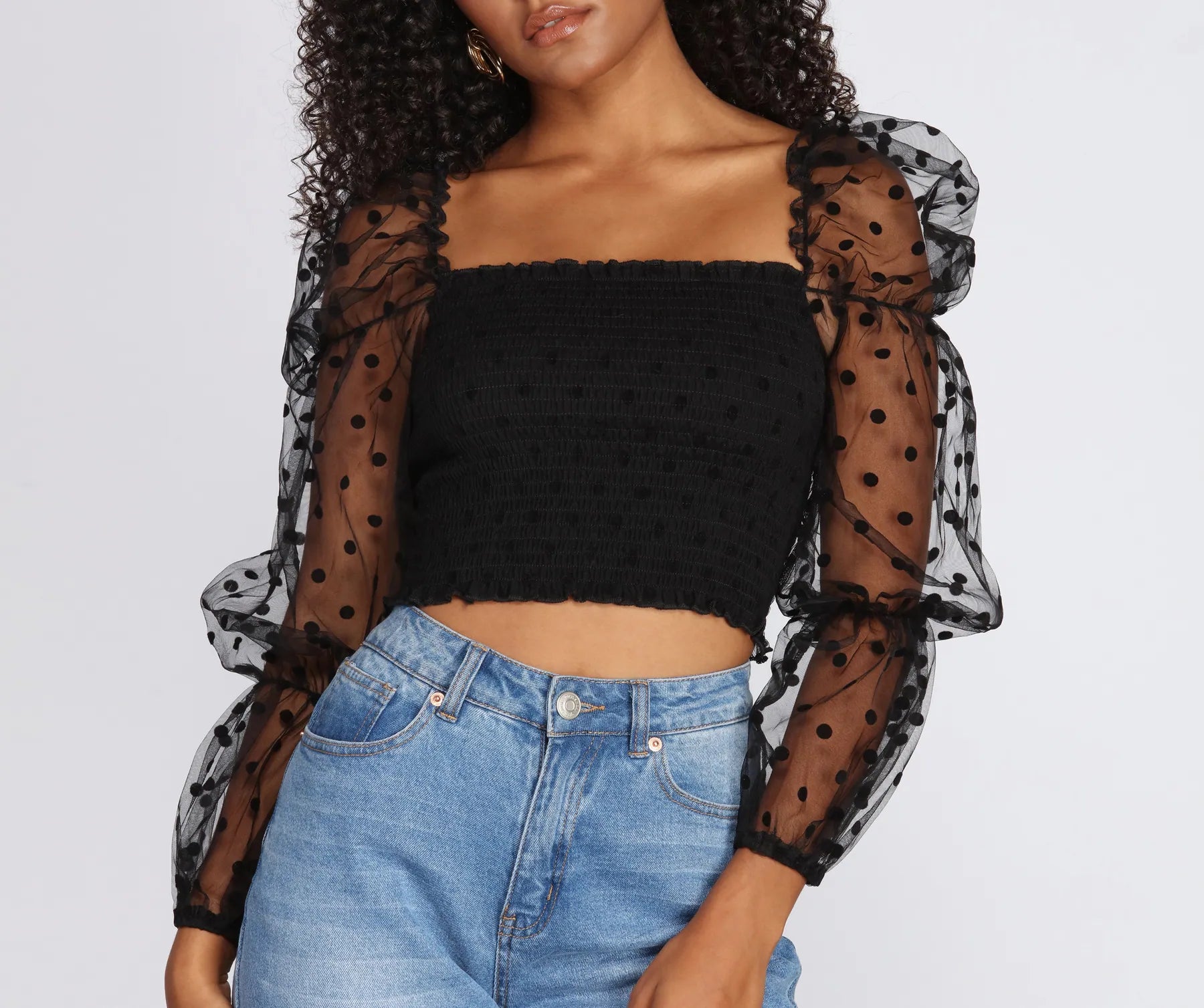 Pretty In Polka Dot Smocked Top