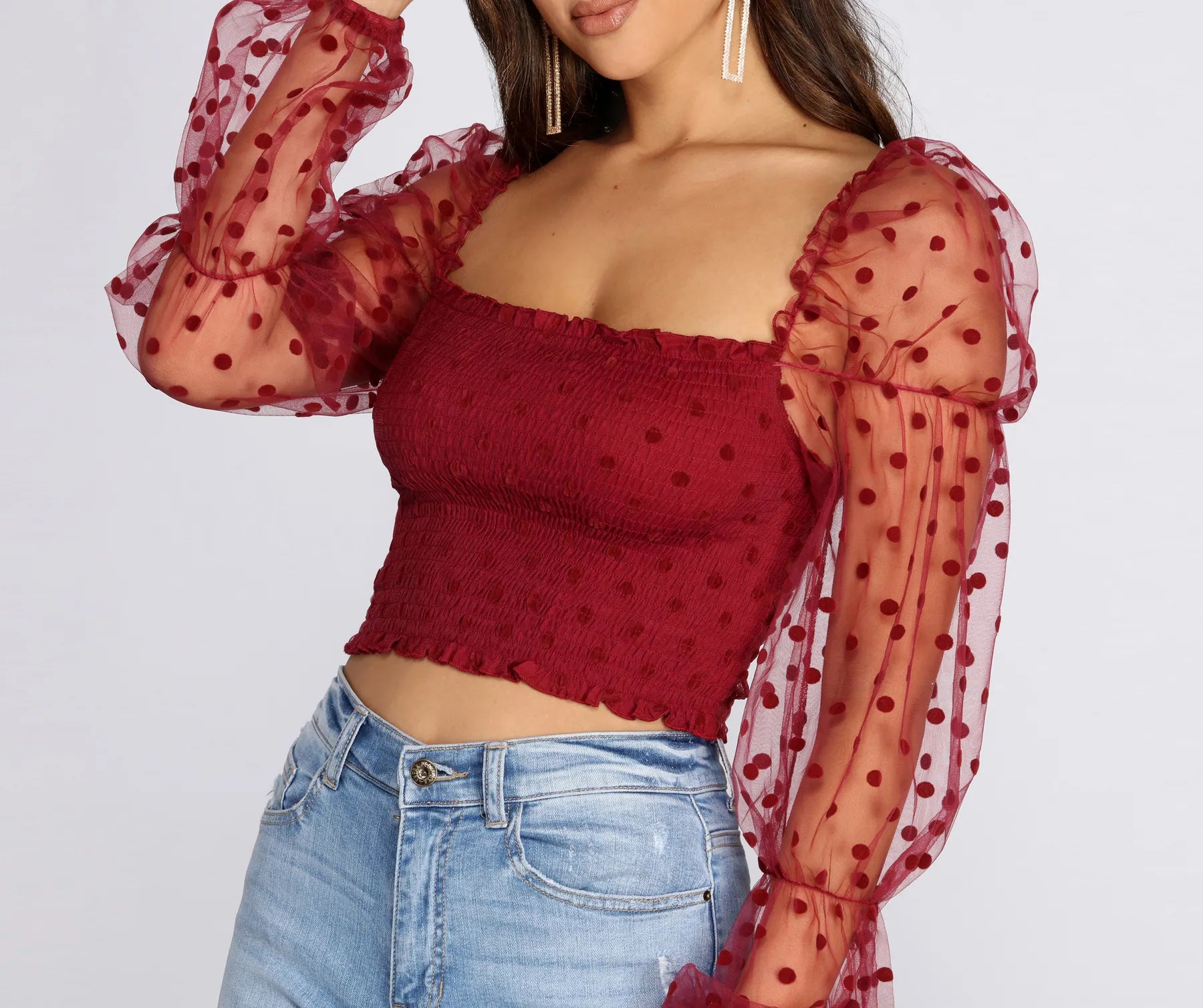 Pretty In Polka Dot Smocked Top