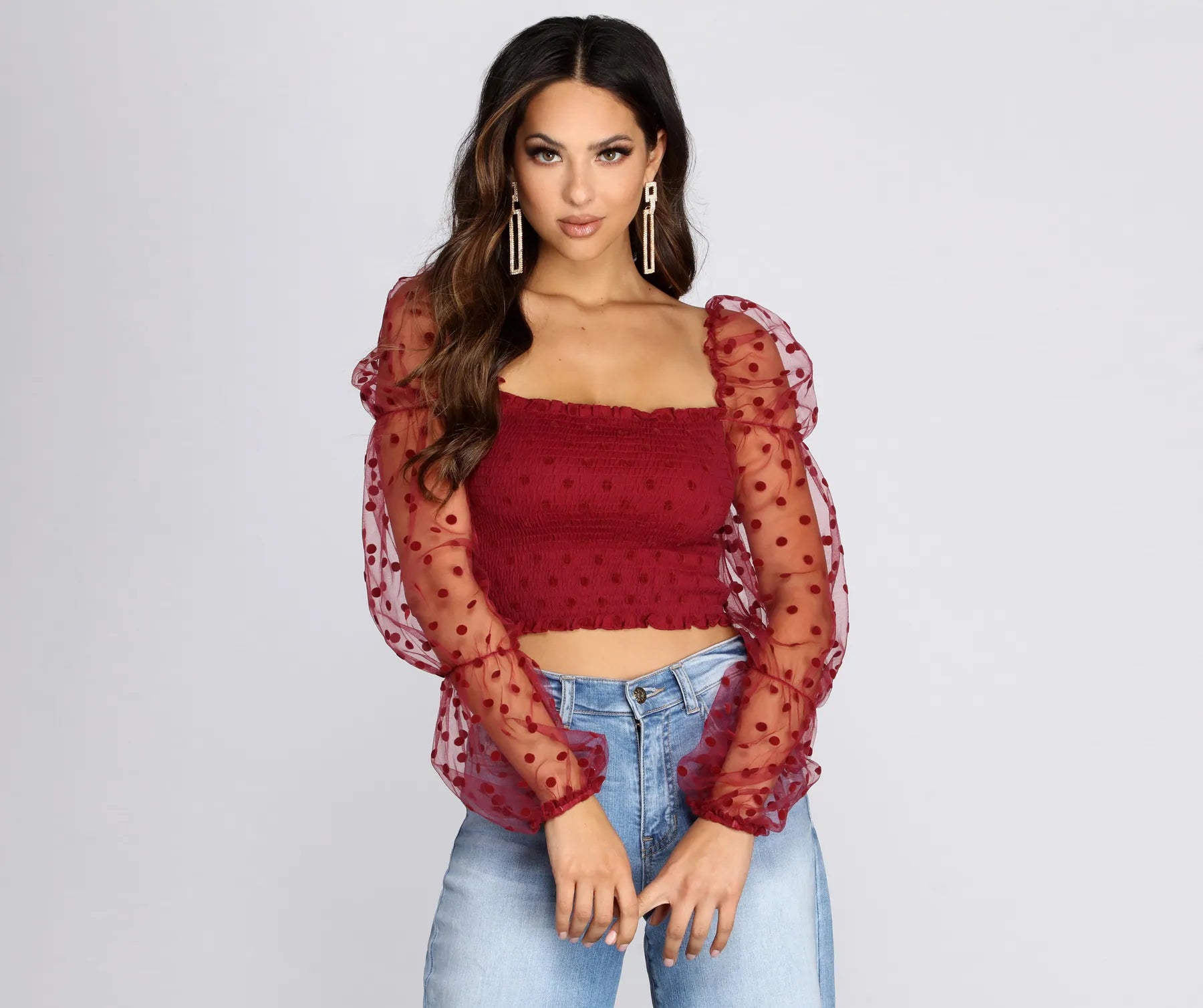 Pretty In Polka Dot Smocked Top