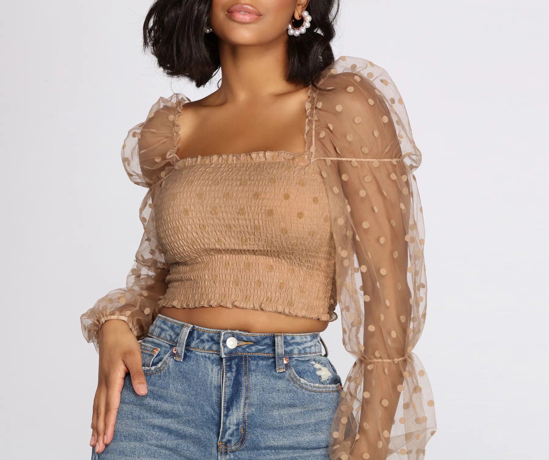 Pretty In Polka Dot Smocked Top