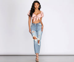 Feelin' Sassy Satin Crop Top