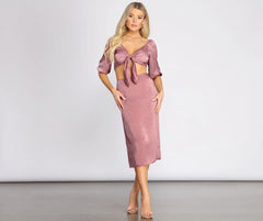 First Impression Tie Front Crop Top