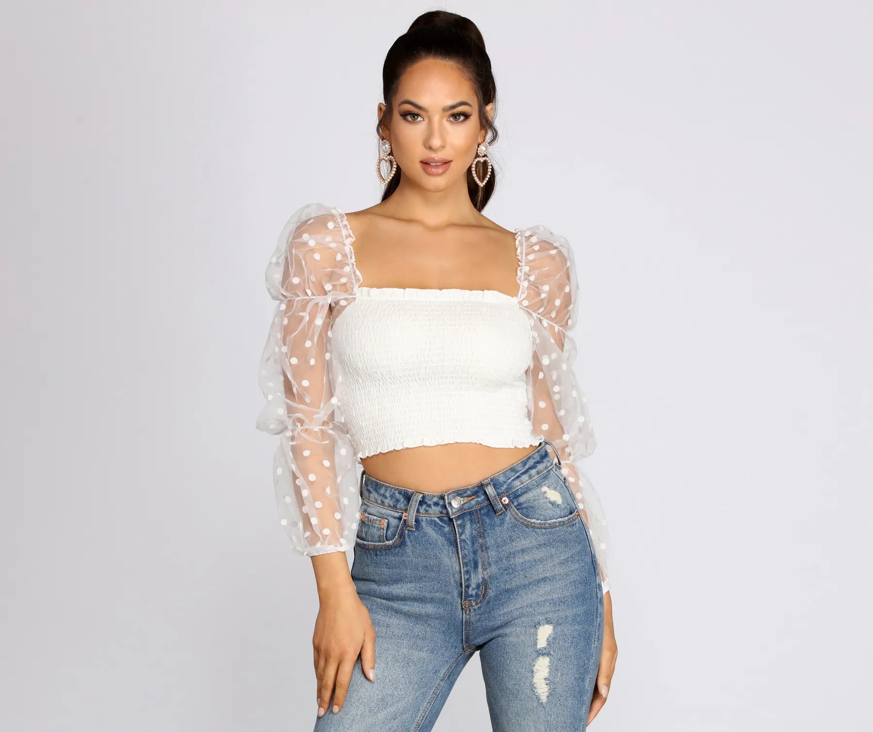 Pretty In Polka Dot Smocked Top